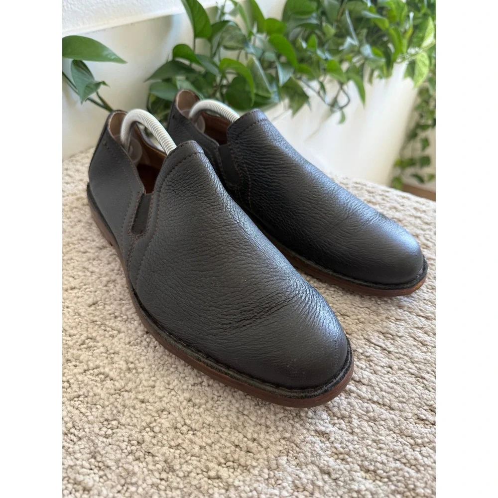 H.S. Trask BLAINE BLACK ELK Leather Slip On Loafers MEN 10.5 Vibram PEBBLED